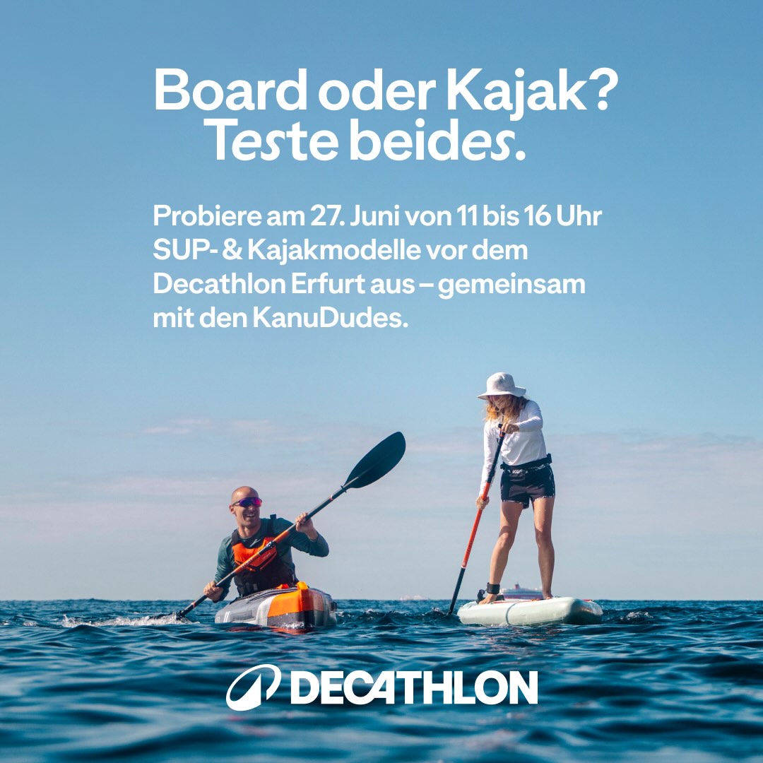 Flyer eines Paddelevents mit zwei Menschen auf einem SUP auf einem See